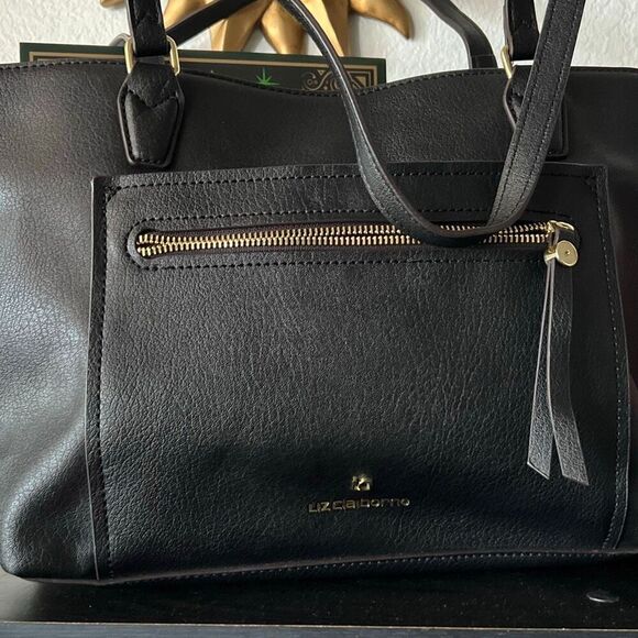 Liz Claiborne Black tote bag with gold zipper - Picture 2 of 6